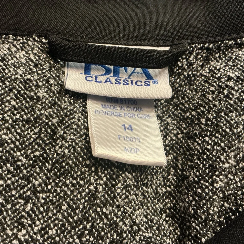 Vintage BFA Classics Blazer Jacket Black Gray Tweed Womens 14 Career Dressy - Picture 14 of 16